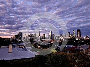 Brisbane Skyline from Southbank Hostel at Dusk photo