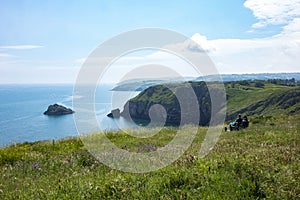 Beautiful Brixham landscape from Berry Head Brixham Devon looking out to sea