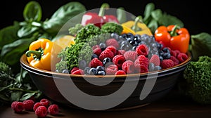 Beautiful brown color food bowl with vegetables