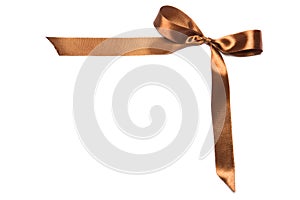 Beautiful brown ribbon and bow, good for design. Isolated on a white background