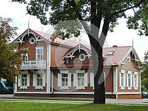 Beautiful brown wooden rebuild home, Lithuania