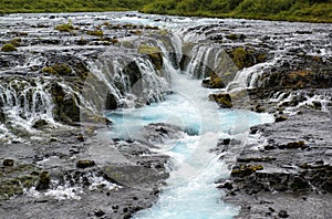 Beautiful Bruarfoss waterfall with turquoise water, South Iceland