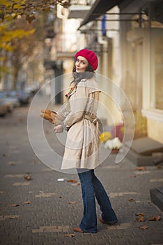 Beautiful brunette with french baguettes