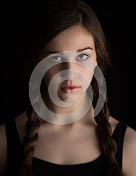 Beautiful Brunette Girl With Plaits