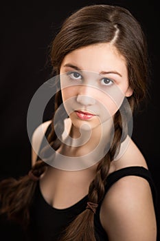 Beautiful Brunette Girl With Plaits