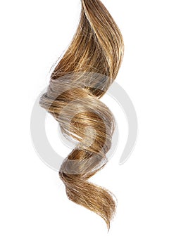 Beautiful brunette hair, isolated on white background photo