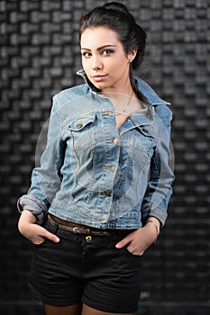 Beautiful brunette posing in the studio