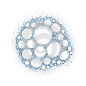 Beautiful bubbles, froth. Soapy lather isolated on white.