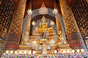 Beautiful buddha image in phra ubosot at Wat Hong Rattanaram Rat