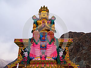 Beautiful Buddha statue at Diskit Monastery