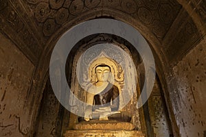 Beautiful Buddha statue figure in Bhumisparsha Mudra position, Myanmar