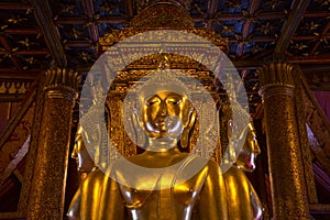 Beautiful buddha statue, Wat Phu Min, Nan, Thailand.
