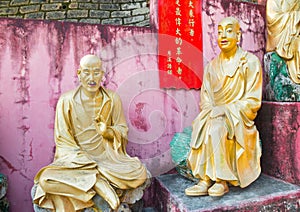 Beautiful buddha statues in a row