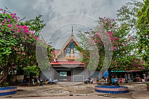 Beautiful buddhist temple with park. Thailand. Cloudy day