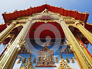 Beautiful Buddhist temple soars into blue sky