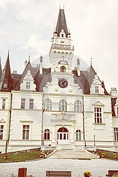 Budmerice castle in Slovak republic, yellow filter