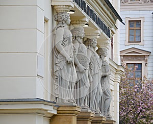 Beautiful building detail of Janacek Academy of Music and Performing Arts in Brno, South Moravia, Czech Republic