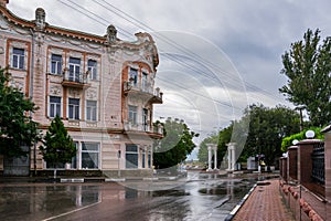 Beautiful building on the embankment in Evpatoria in Crimea