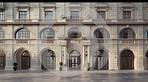 a beautiful building harmoniously blending Italian, Spanish, and British styles for the facade, seamlessly integrating
