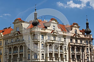 Beautiful building located down Jiraskovo Namesti in Prague photo
