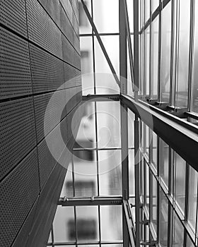 Beautiful building with sky in black and white