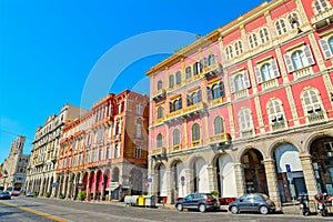 Beautiful buildings in Cagliari seafront photo
