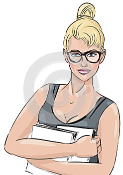 Beautiful buisness lady with glasses
