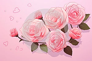 Beautiful bunch of pink roses on pink background. Perfect for romantic occasions or floral designs
