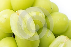 Beautiful a bunch of Shine Muscat green grape isolated on white background