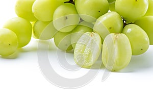 Beautiful a bunch of Shine Muscat green grape isolated on white background