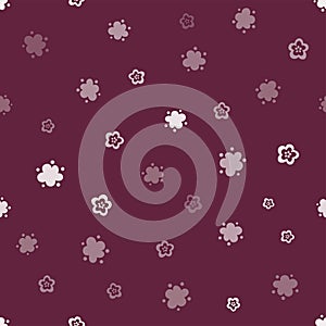 Beautiful burgundy seamless floral pattern, white flowers on dark background, ditsy style, folk flowers, great for spring or