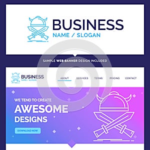 Beautiful Business Concept Brand Name battle, emblem, viking, wa