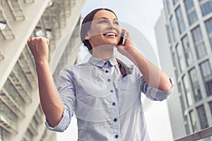 Beautiful business lady with gadget