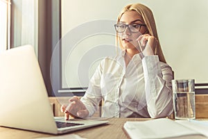 Beautiful business lady working