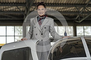 Beautiful Business Woman Boarding Private Plane