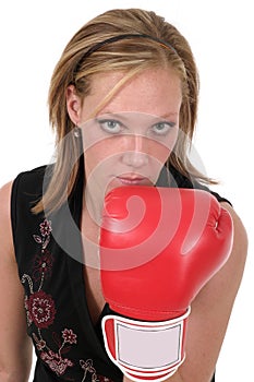 Beautiful Business Woman In Boxing Gloves 3
