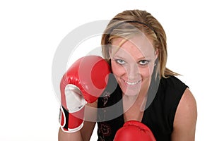 Beautiful Business Woman In Boxing Gloves 7b