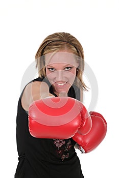 Beautiful Business Woman In Boxing Gloves 8