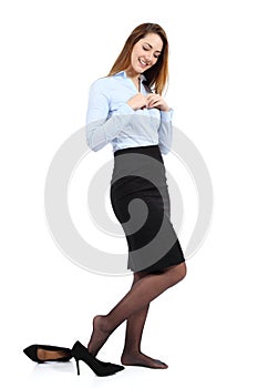 Beautiful business woman dressing or undressing