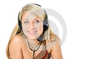 Beautiful business woman with headset.