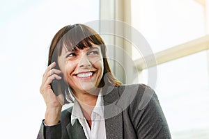 Beautiful business woman on professional phone call