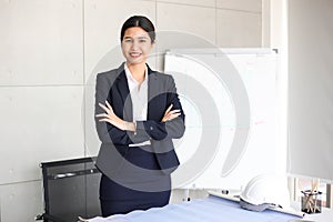 Beautiful Business Woman secretary in office at workplace,Asian