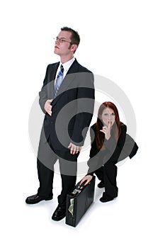 Beautiful Business Woman Stealing Briefcase Full Of Money