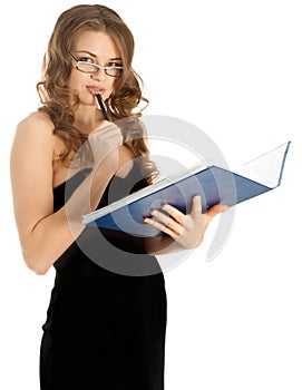 Beautiful businesswoman with a folder