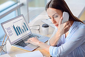 Beautiful businesswoman having conversation on mobile phone