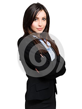 Beautiful businesswoman isolated on white