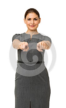 Beautiful Businesswoman Pointing At You