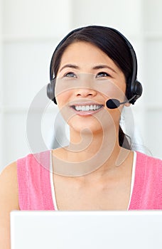 Beautiful Businesswoman talking on headset