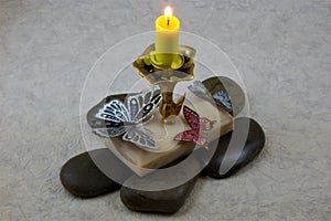 Beautiful butterflies flying in a hot candle flame
