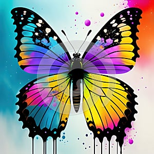 Beautiful butterfly in abstract splash style